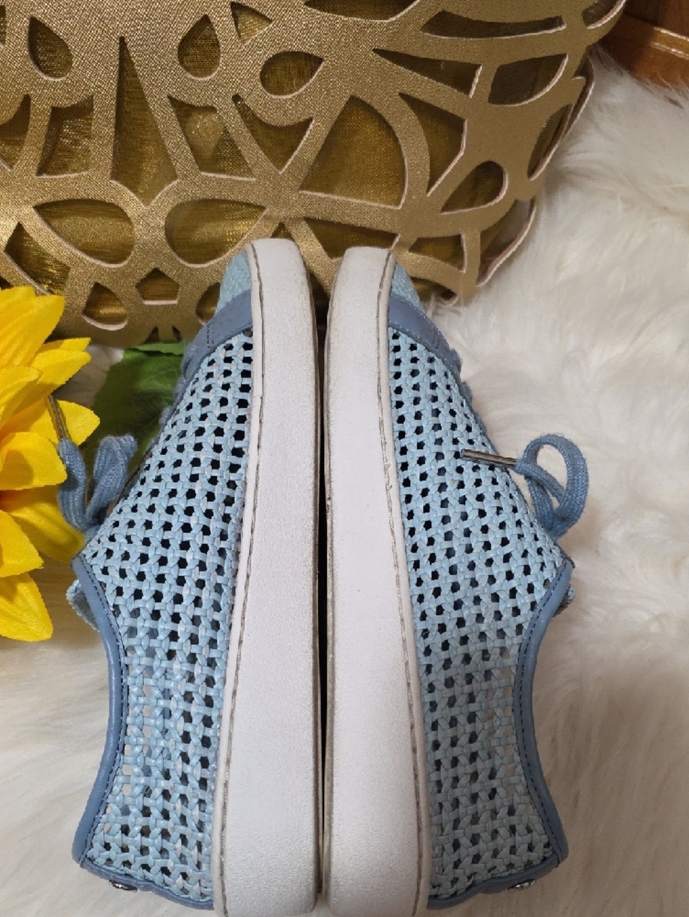 Michael Kors Powder Blue Perforated Lace-Up Sneakers - Picture 7 of 9